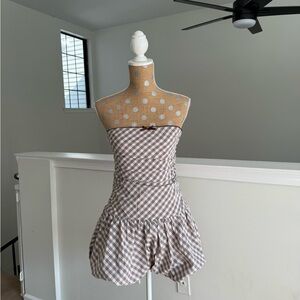 Gingham Strapless Dress